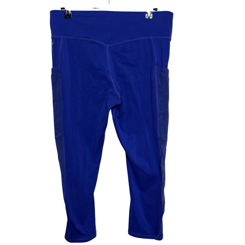 Fabletics Trinity Motion365 High Waisted Mesh Pocket Crop Leggings Blue Womens M